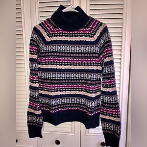 JCrew Navy/Multi Mock Turtleneck FairIsle Sweater